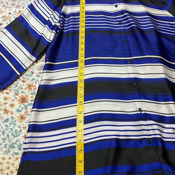 Chico’s Striped Blue and Black Button-Up Shirt - Picture 2 of 6